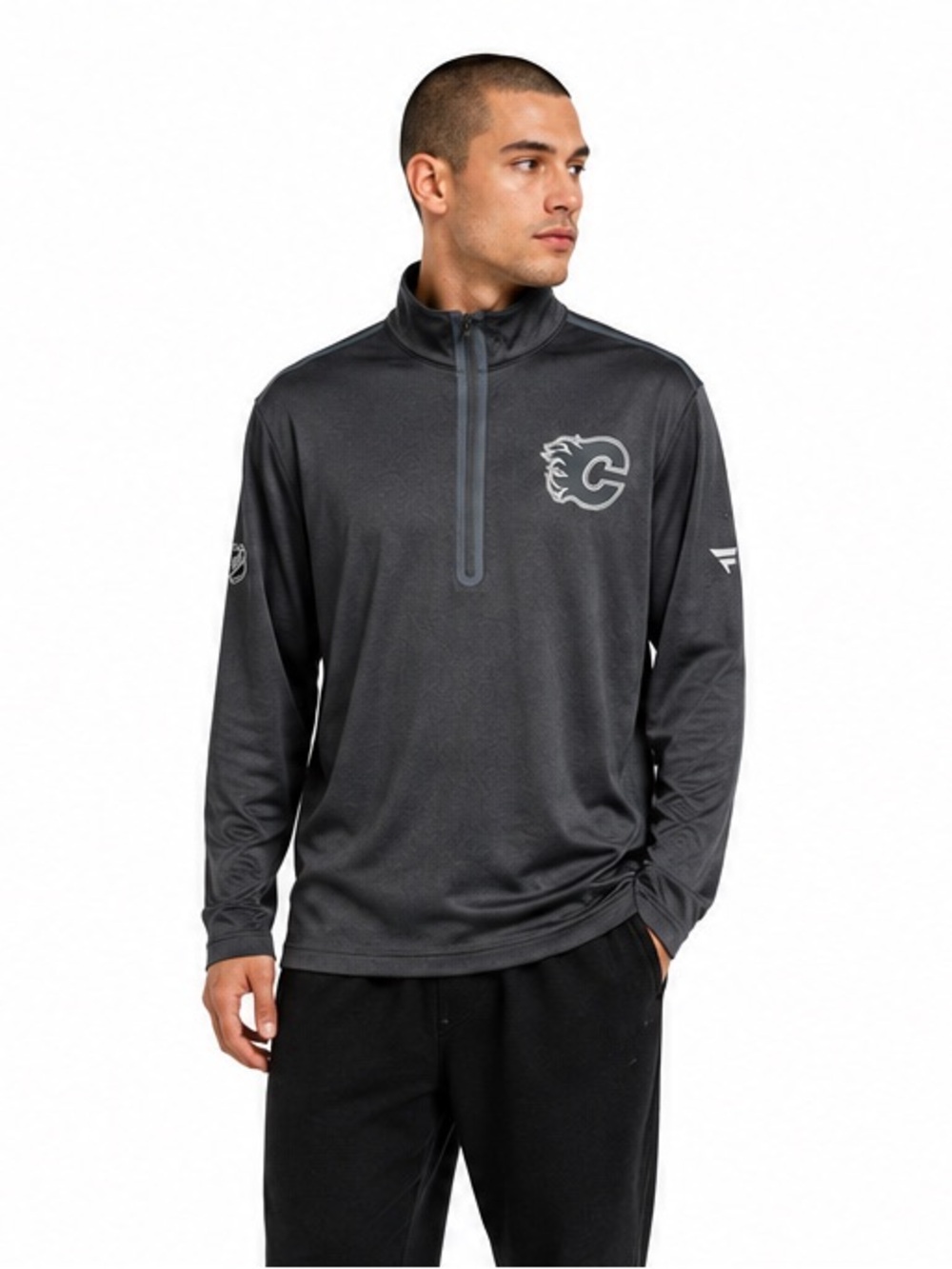 Fanatics Pro Calgary Flames 1/4 Zip Pullover Gray NHL Jacket NWT Men’s L